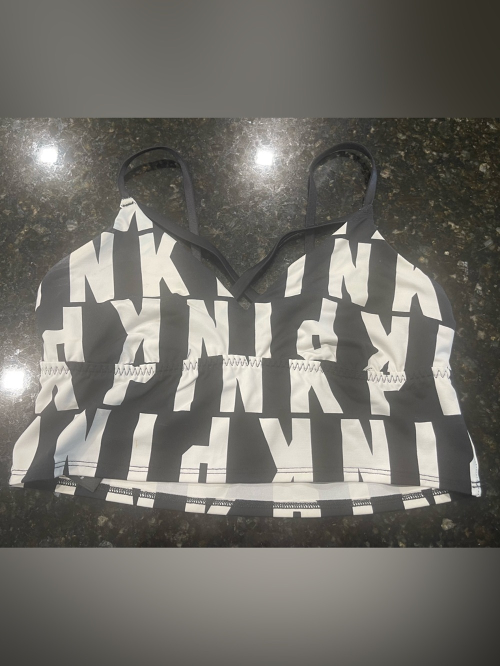 PINK Victoria's Secret Black & White Logo Bralette Bikini Top